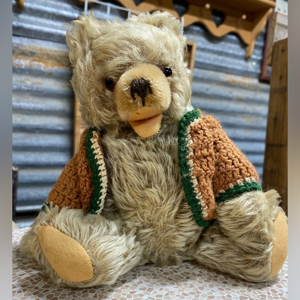 Vintage Hermann Zotty Mohair 10” Jointed Bear - Open Mouth